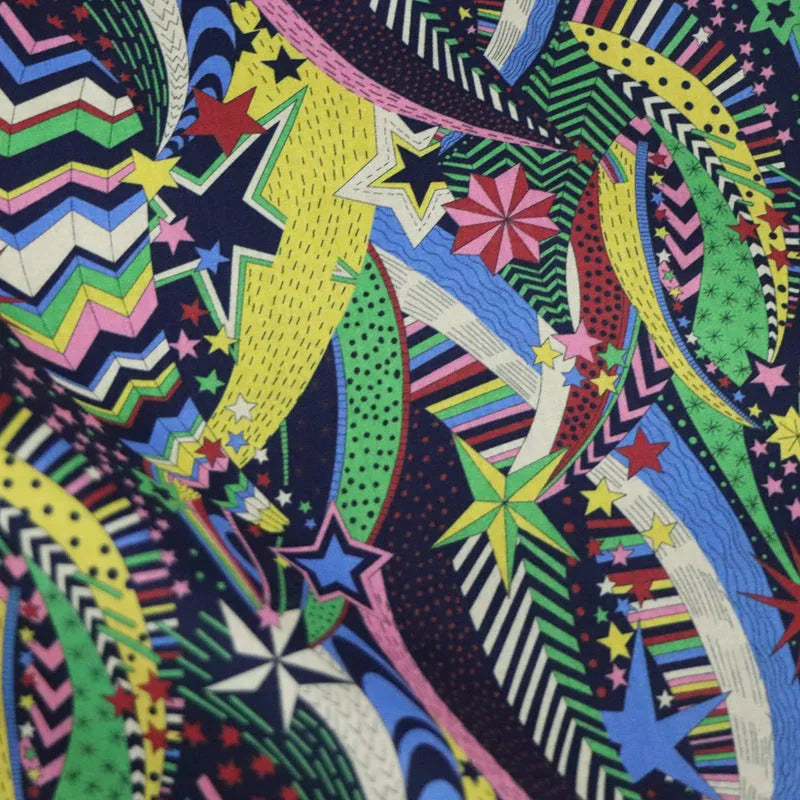 Blue floral digital print on 100% cotton fabric showing a 145cm wide by 1m long piece.