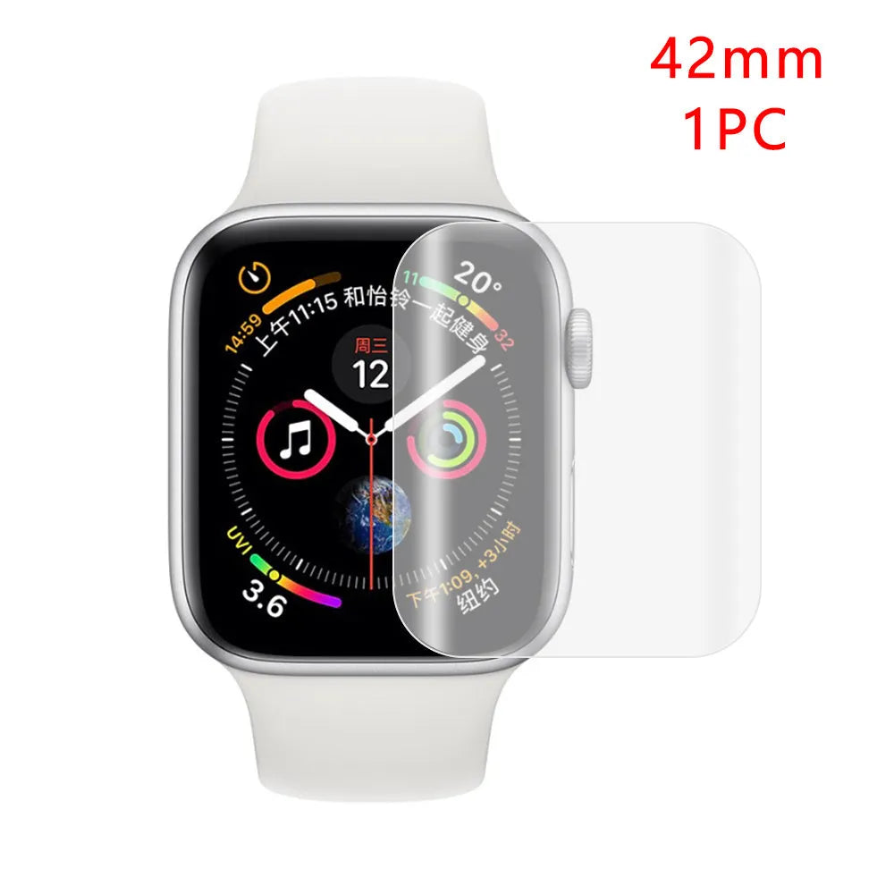 Full coverage hydrogel screen protector for Apple Watch in sizes 38mm 40mm 42mm 44mm