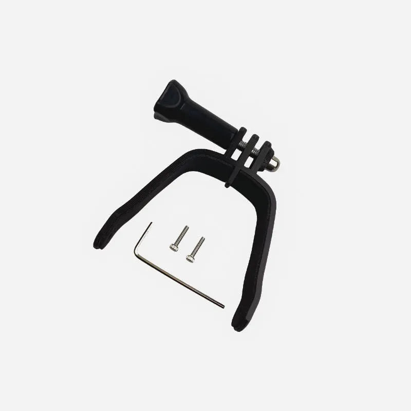 FPV action camera expansion bracket showing 3D-printed hard plastic construction with soft sponge contact surface