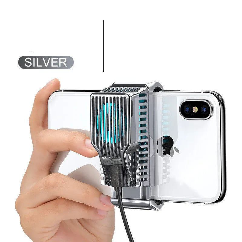 Black phone radiator cooling fan with clip and USB cable for 4 to 7 inch smartphones