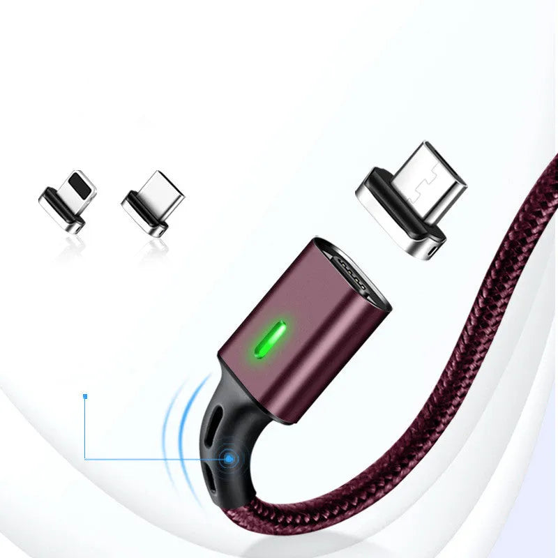 Elough Estar 3-in-1 magnetic charging cable, 1m nylon braided, black blue red, Android Apple Type-C