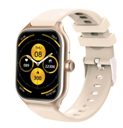 Bluetooth smart watch with touch screen displaying heart rate and activity metrics