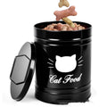 Black and white round iron sheet storage cans with lids for kitchen pantry organisation