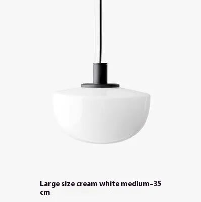 Designer simple milky white glass single-head droplight with 35cm diameter on ceiling