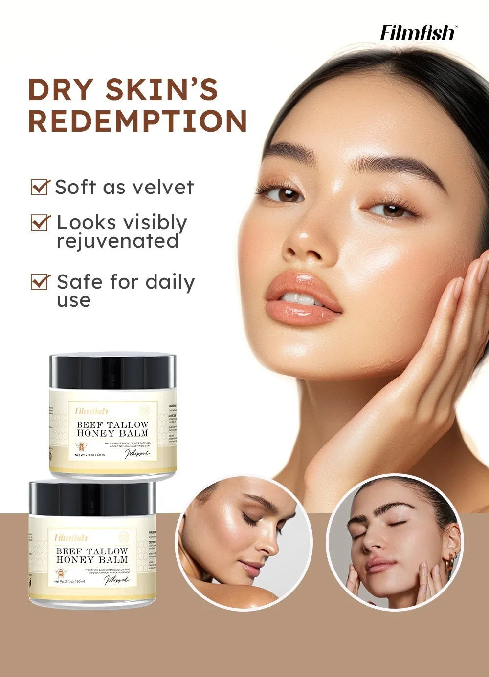 60ml tube of honey moisturiser body cream for nourishing and refreshing skin care.