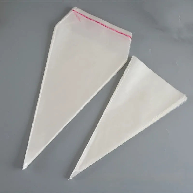 OPP triangle plastic packaging bag with integrated tie wire closure in three size options