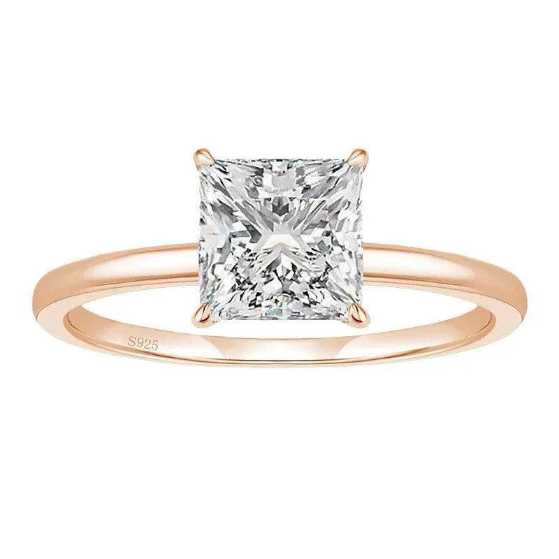 Women's geometric round ring in 925 silver with zirconium detailing in silver gold rose gold colours