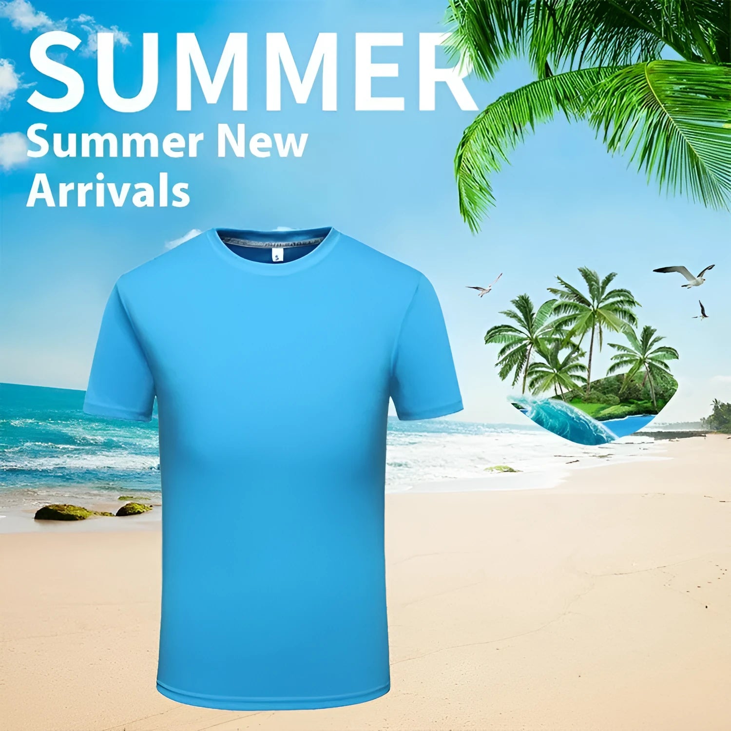 Round neck ice silk quick-drying T-shirt in solid colour with short sleeves, straight fit, available in multiple colours