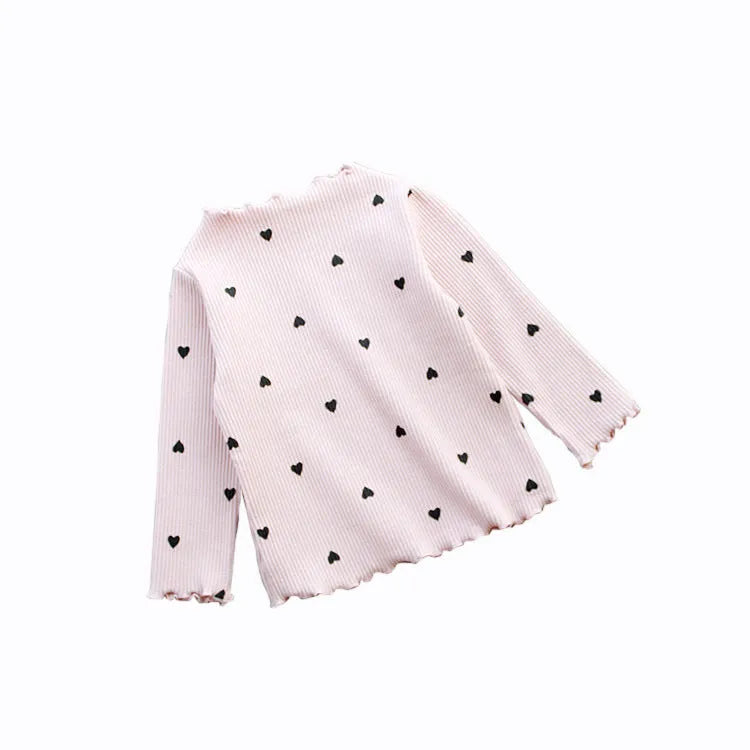 Children's cotton long-sleeved T-shirt bottoming shirt in beige, pink, black, white, or yellow, sizes 90cm to 130cm