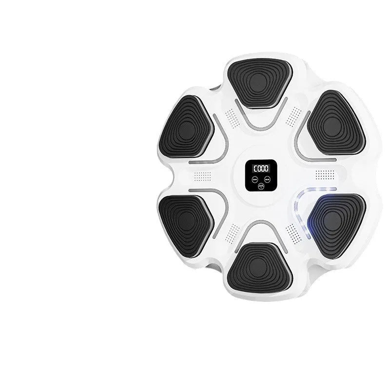 Smart music boxing machine wall target with electronic display and boxing gloves in white or black options