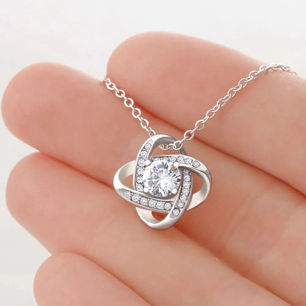 Silver four-leaf clover hollow pendant necklace on clavicle chain with gift box and card
