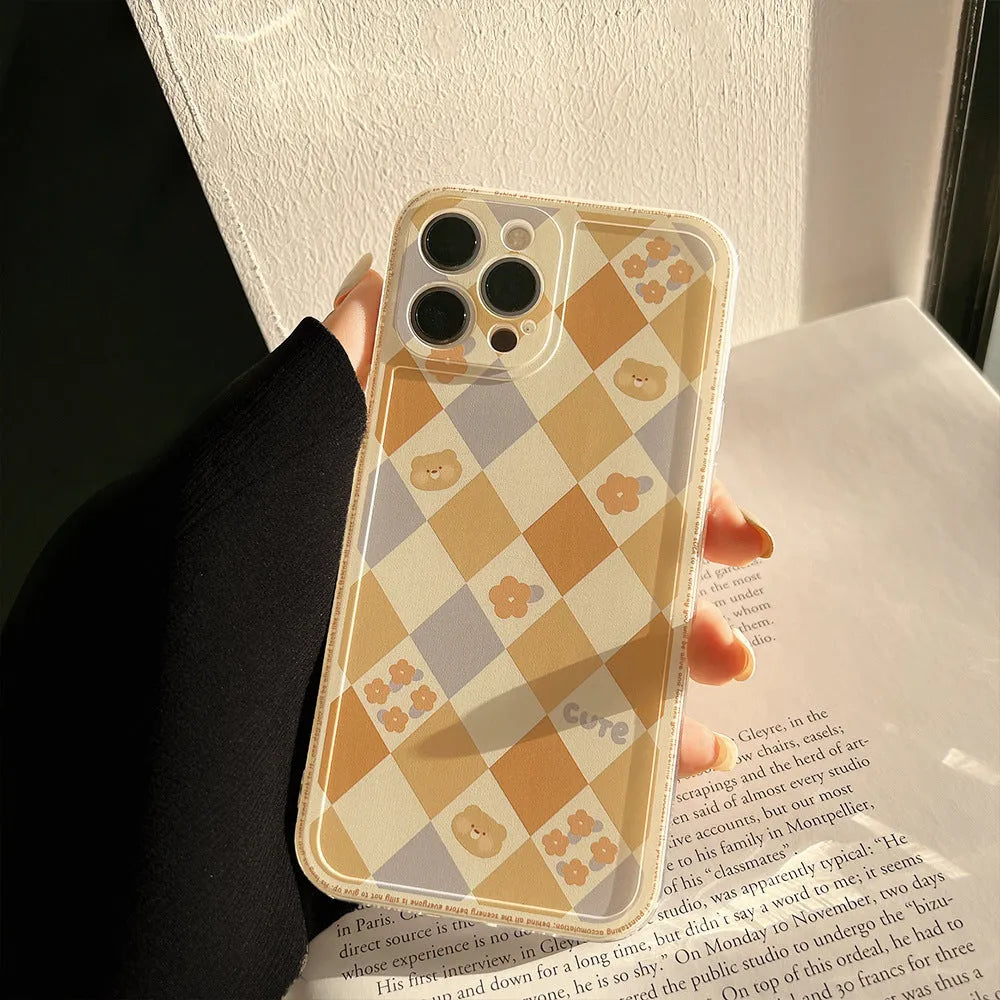 Geometric rhombus grid soft TPU phone case for Apple iPhone in photo colour