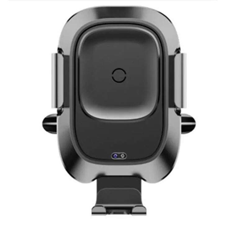 Black wireless charging car phone holder mounted on an air outlet vent for 4.0-6.5 inch mobiles with smart sensor bracket.