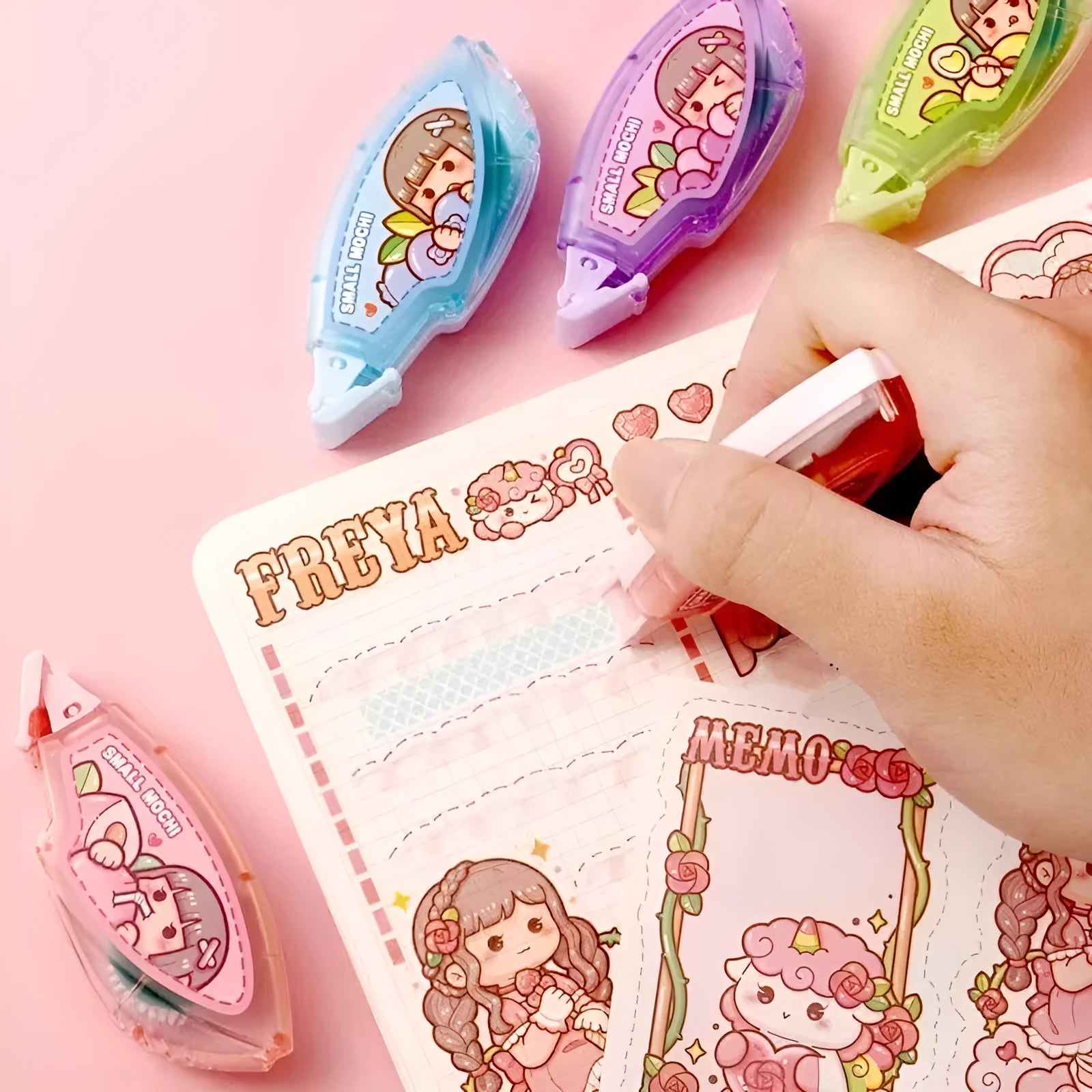 Dotting glue in plastic bottle with dotting applicator, card pack presentation, colour variants shown
