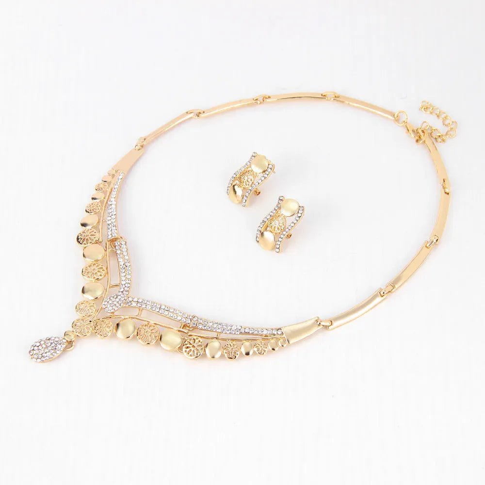 Four-piece bridal jewellery set for women in exaggerated European and American style for weddings