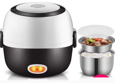 Multi-function electric lunch box 200W USB power, two-layer 1L or three-layer 2L, 190mm square unit.
