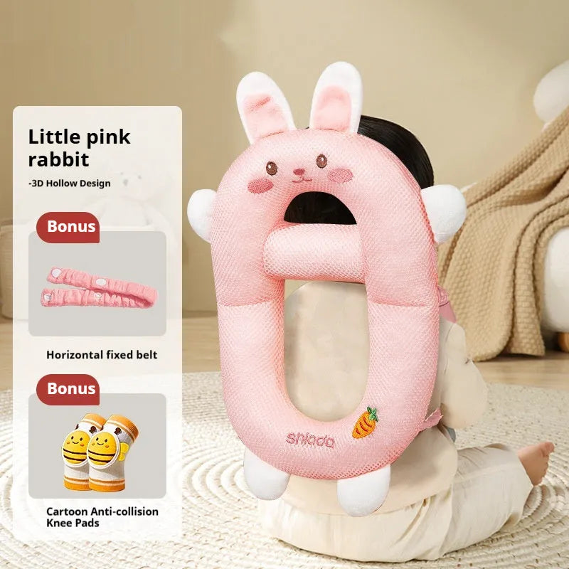 Baby wearing cartoon dinosaur anti-collision pillow for toddler fall protection