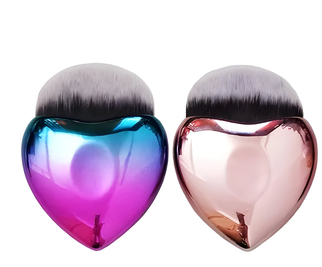 Heart-shaped foundation brush with soft bristles for blush and foundation application