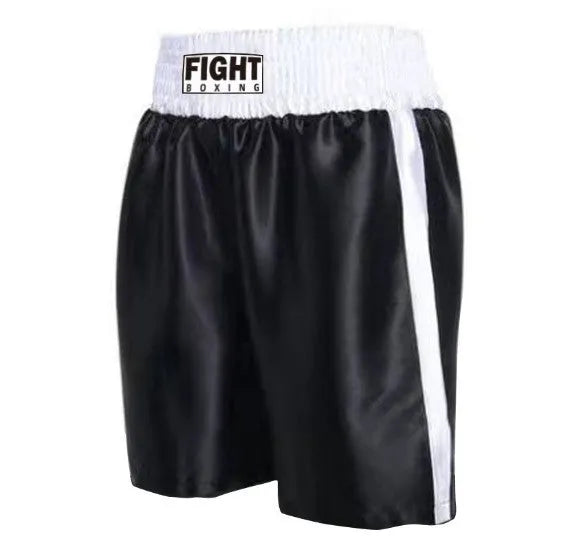 Boxing training shorts with contrasting waistband stripes in multiple colour options