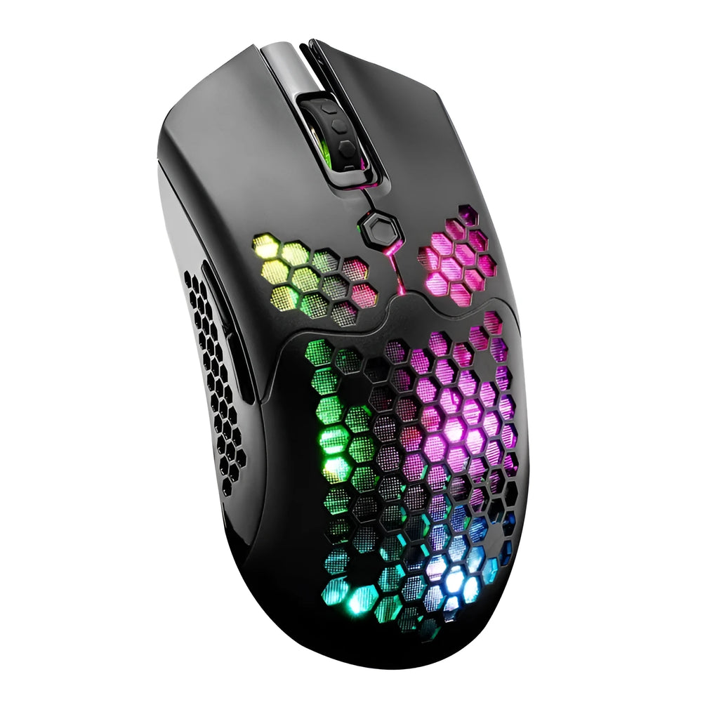 X2 wireless gaming mouse with RGB lighting in black, shown on a mouse pad.