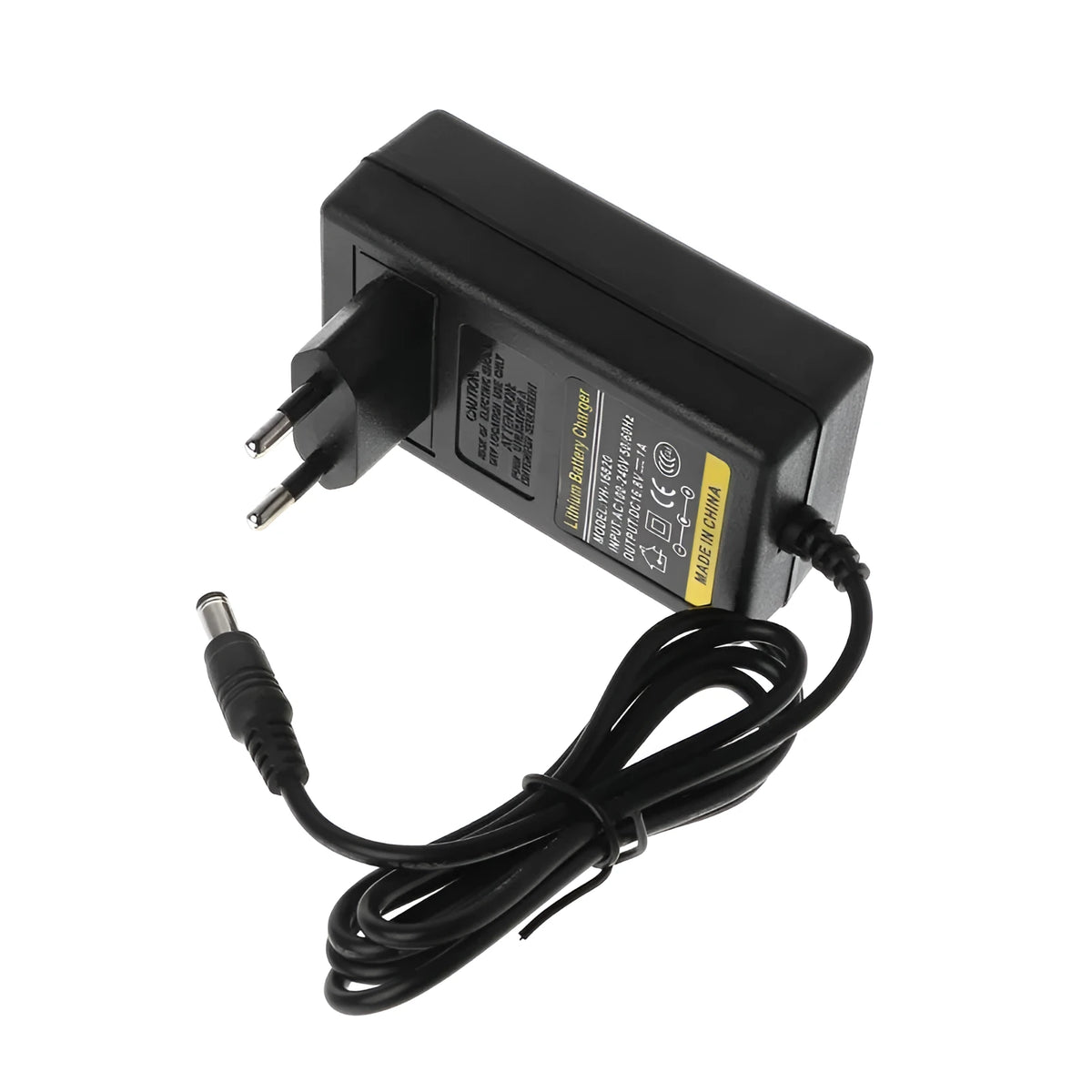 16.8V 1A lithium battery charger with red to green indicator light, black, EU or USA plug