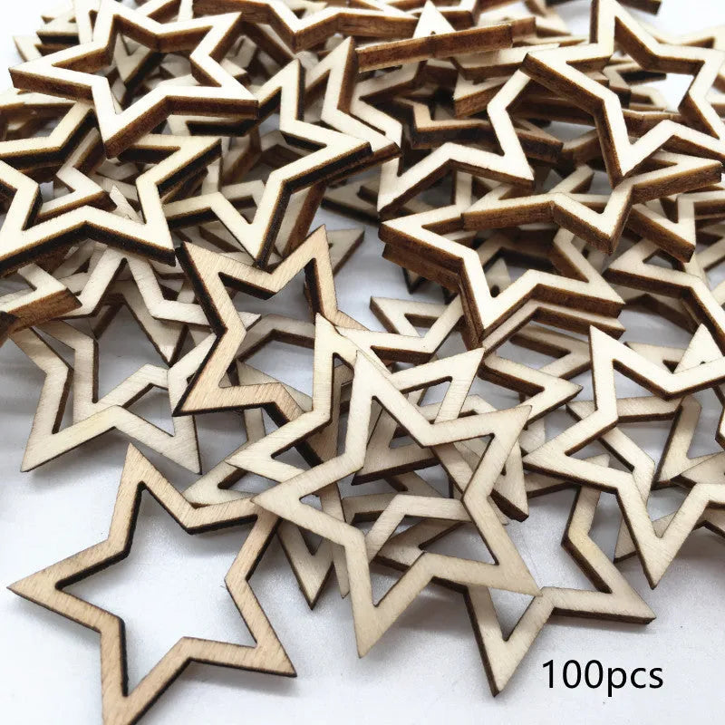 MDF five-pointed star hollow pendants in 10mm 20mm and 30mm sizes for home decoration