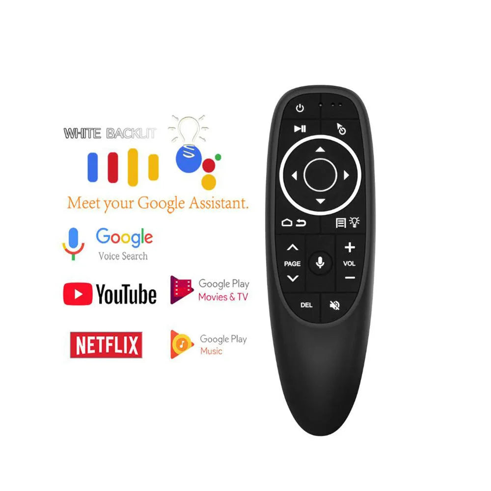 G10 G10S intelligent voice remote control with plastic shell and silicone buttons for Android and PC.