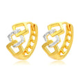Geometric hollow-out gold earrings with colour separation style and electroplated alloy construction
