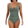Women's solid colour one-piece swimsuit with push-up hard bag in European and American style.