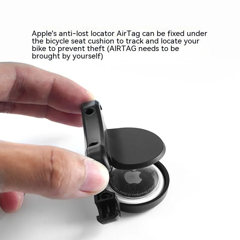 Black ABS plastic bicycle GPS tracker mounting bracket for seat tube attachment