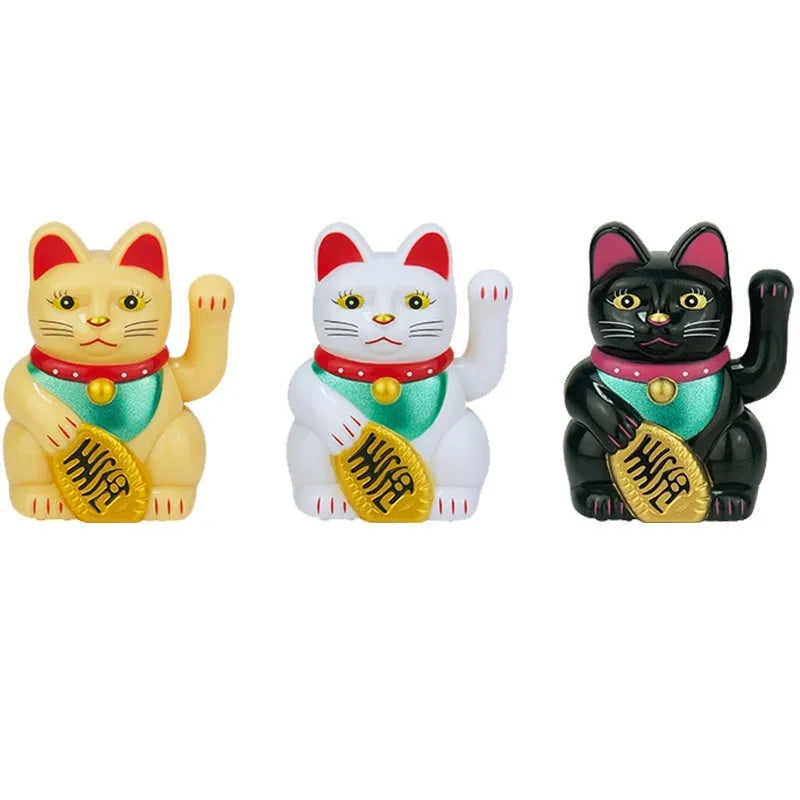 Solar powered waving cat decoration in yellow, black or white colours