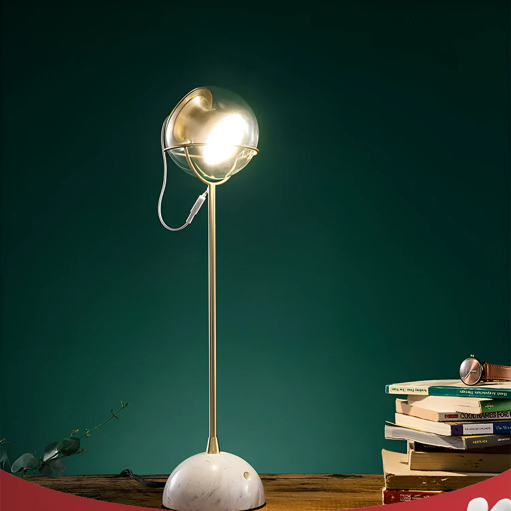 Glass lampshade desk lamp with dimmable LED lighting and touch control switch