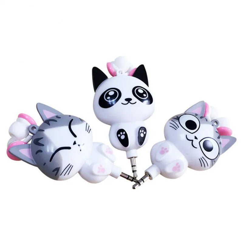 Cartoon telescopic wired headset with PVC earplugs and 0.8m PU cable