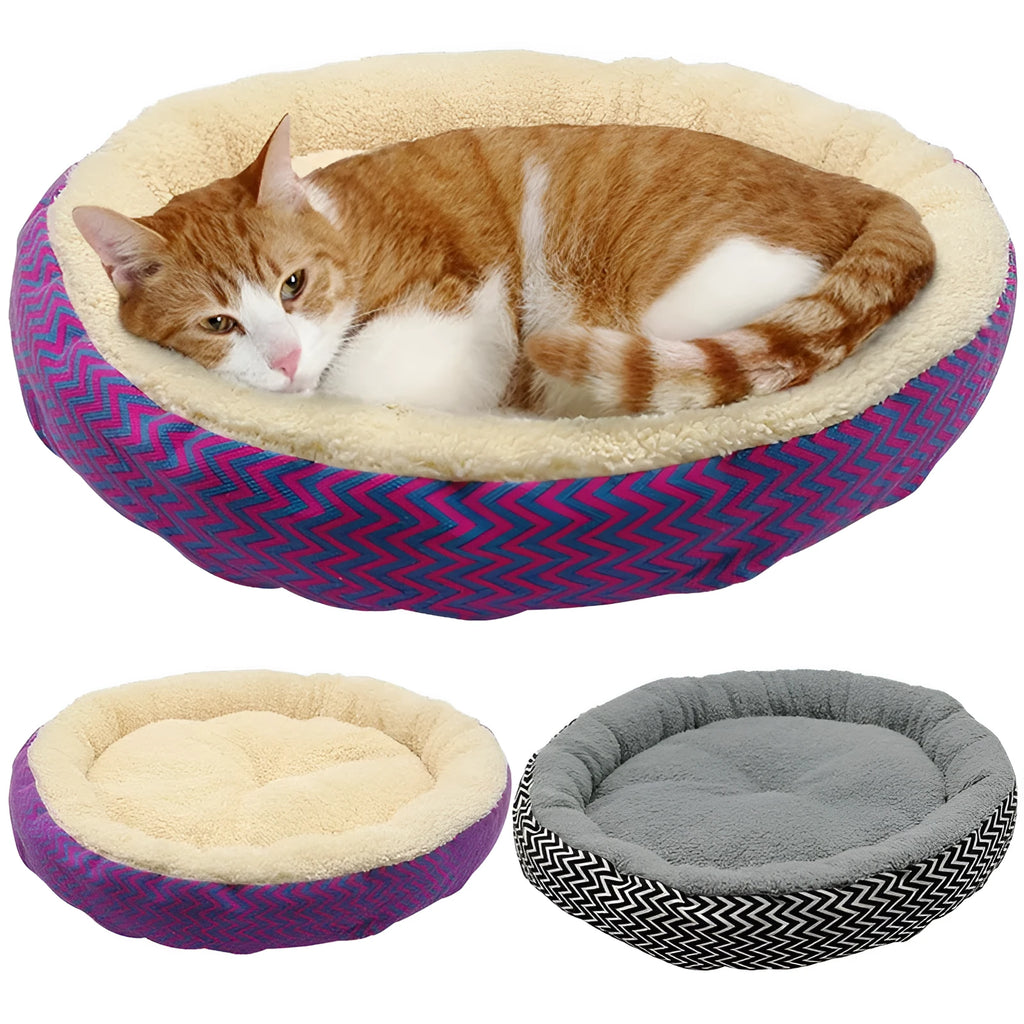 Canvas and Shu cotton velvet pet bed with 3D PP cotton padding in Blue, available in S, L, and XL sizes