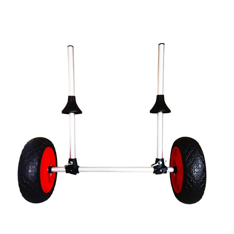 Foldable aluminium beach trailer cart with upright pole for kayak and boat transport