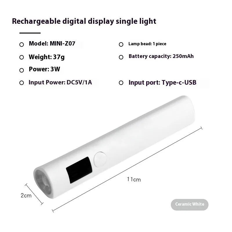 Hot Lamp handheld in-line LED nail lamp digital display rechargeable white pink colour