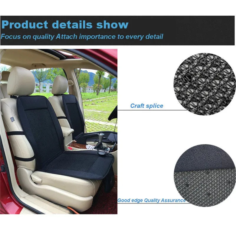 Black and grey grid car cool seat cushion with fibre outer and EVA fill for summer use