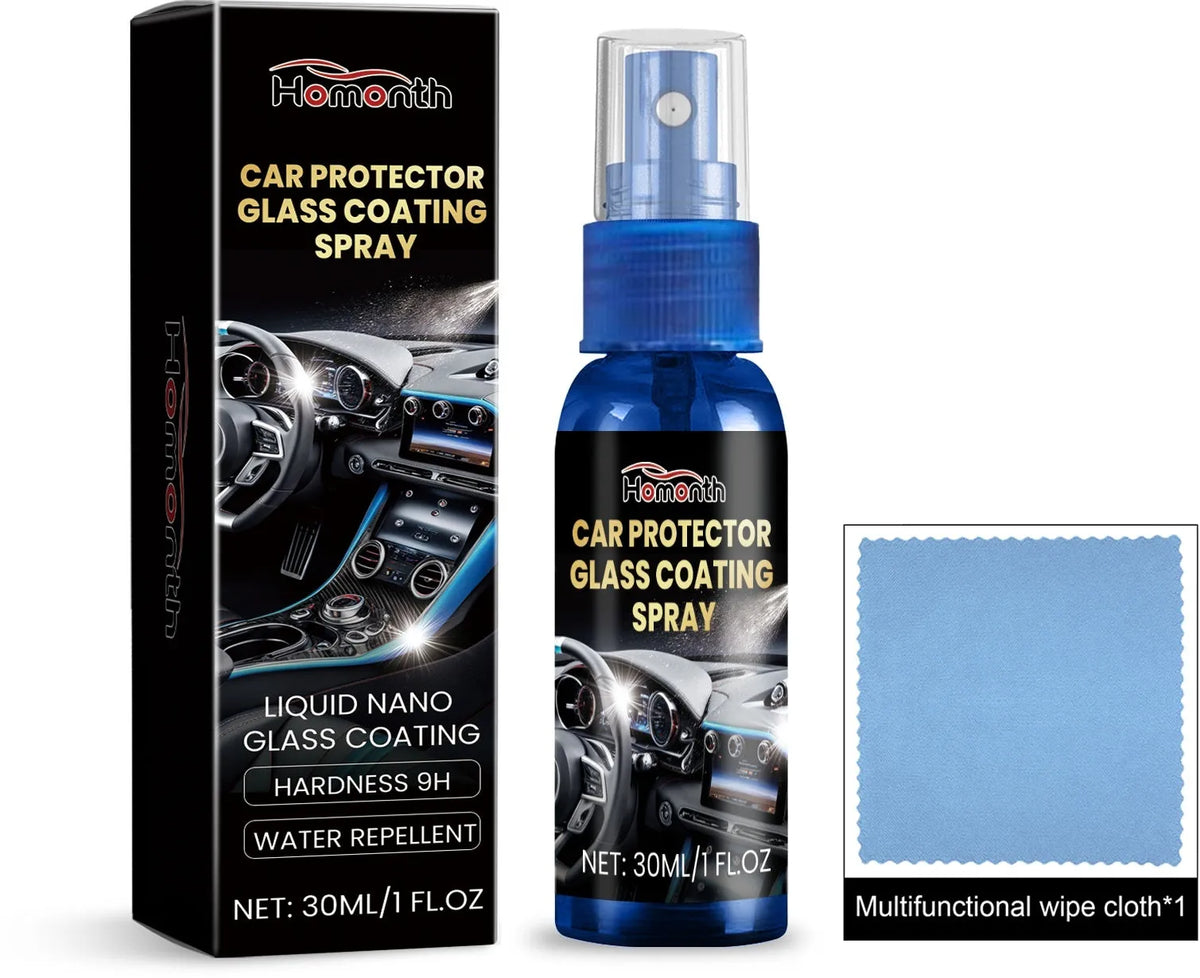 Car protector glass coating spray repair fluid 2.8x2.8x10.8cm bottle with 10x10cm cloth