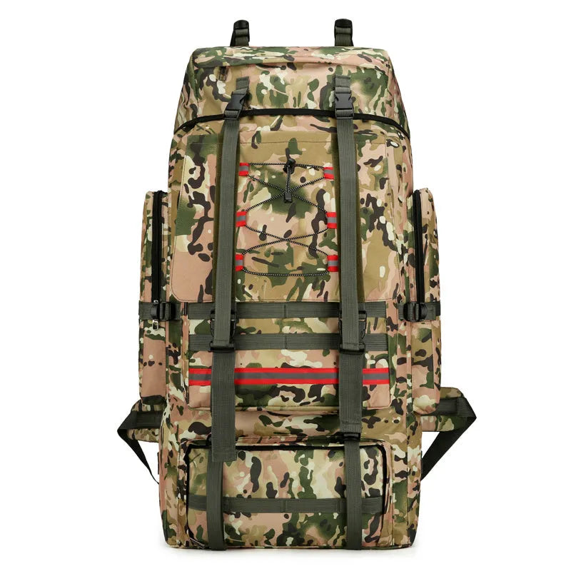 Large 130 litre cotton quilt camouflage outdoor backpack for camping and hiking