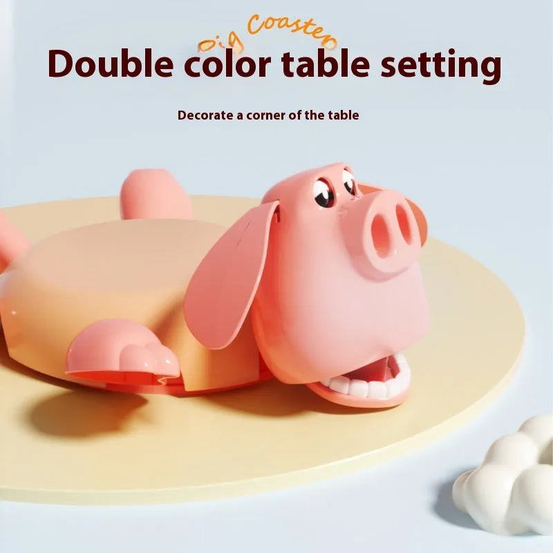 Flying Pig Coaster Decorative Desk Ornament Funny PP Material Decompression Novelty Home Office Bar Party Gift Pink Yellow Options Big Pig Creative Desktop Decoration Coaster for Drinks Protection Surface Holder