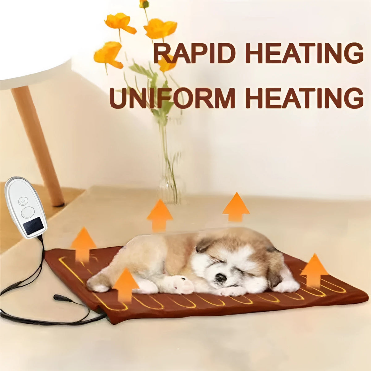 Grey 30x40cm pet electric blanket made of cloth, with US plug, for cats and small dogs in cages or beds.