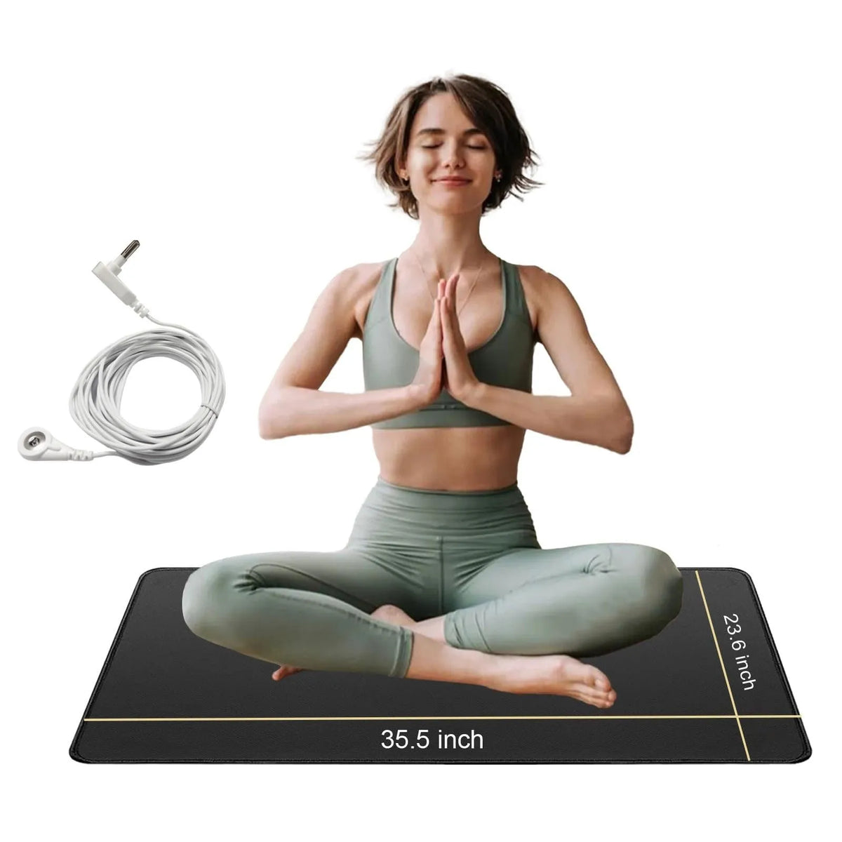 Black conductive PU grounding yoga mat 40x60cm with foot pad on floor