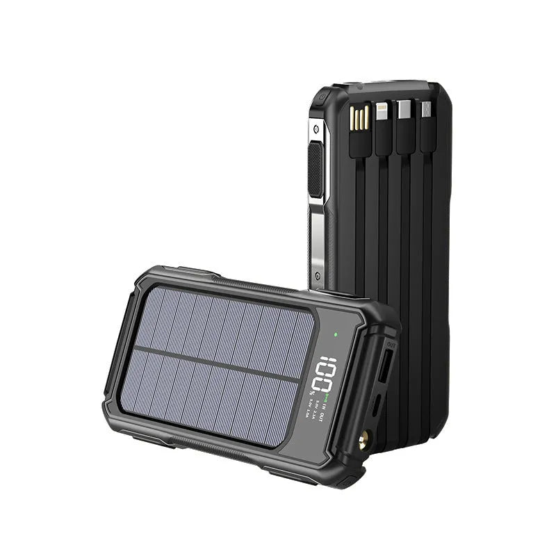 Military grade portable power bank in black, green, or orange, showing front view with dimensions 149mm by 73mm.