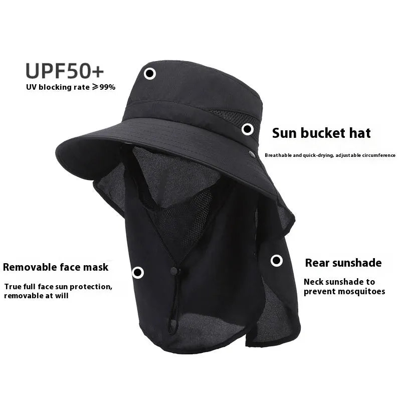 Men's adjustable big-brim polyester fisherman hat in Army Green colour on a neutral background.