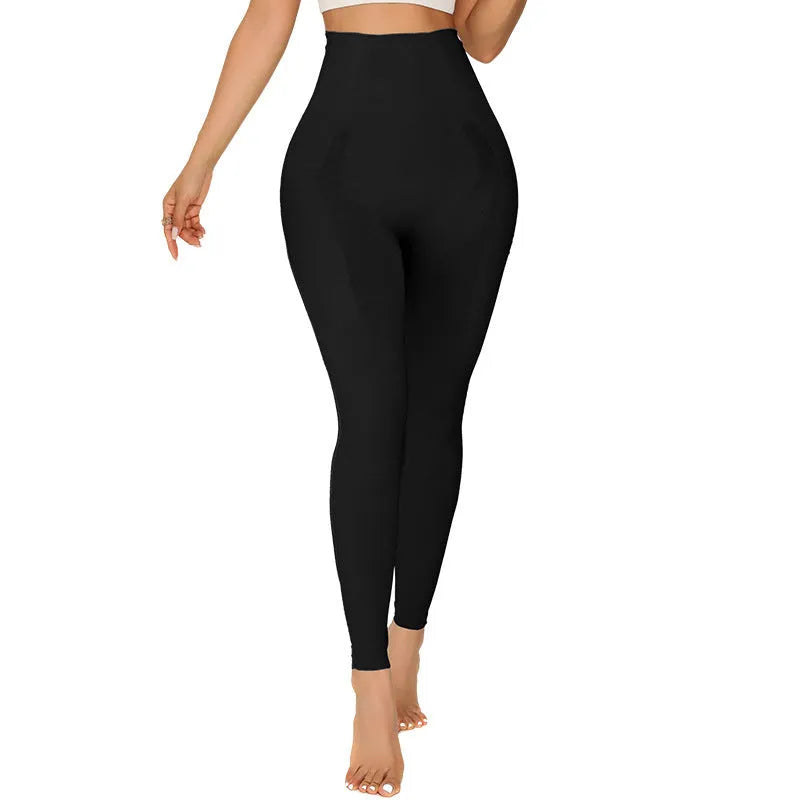 Women's seamless yoga trousers with belly contracting waistband in black, mint, peach or purple
