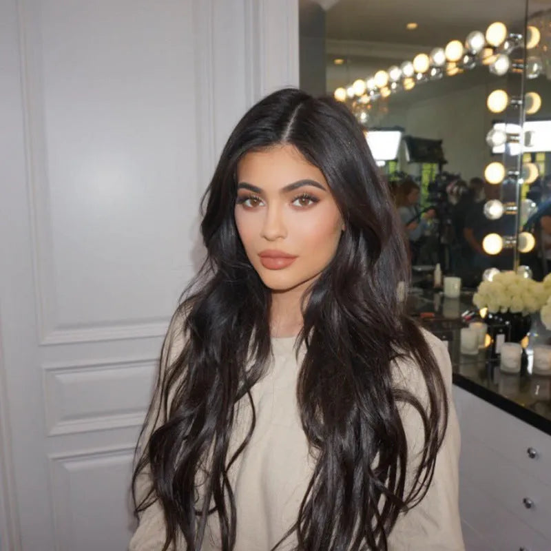 Long 26-inch brown high temperature silk wig with full mechanism cap