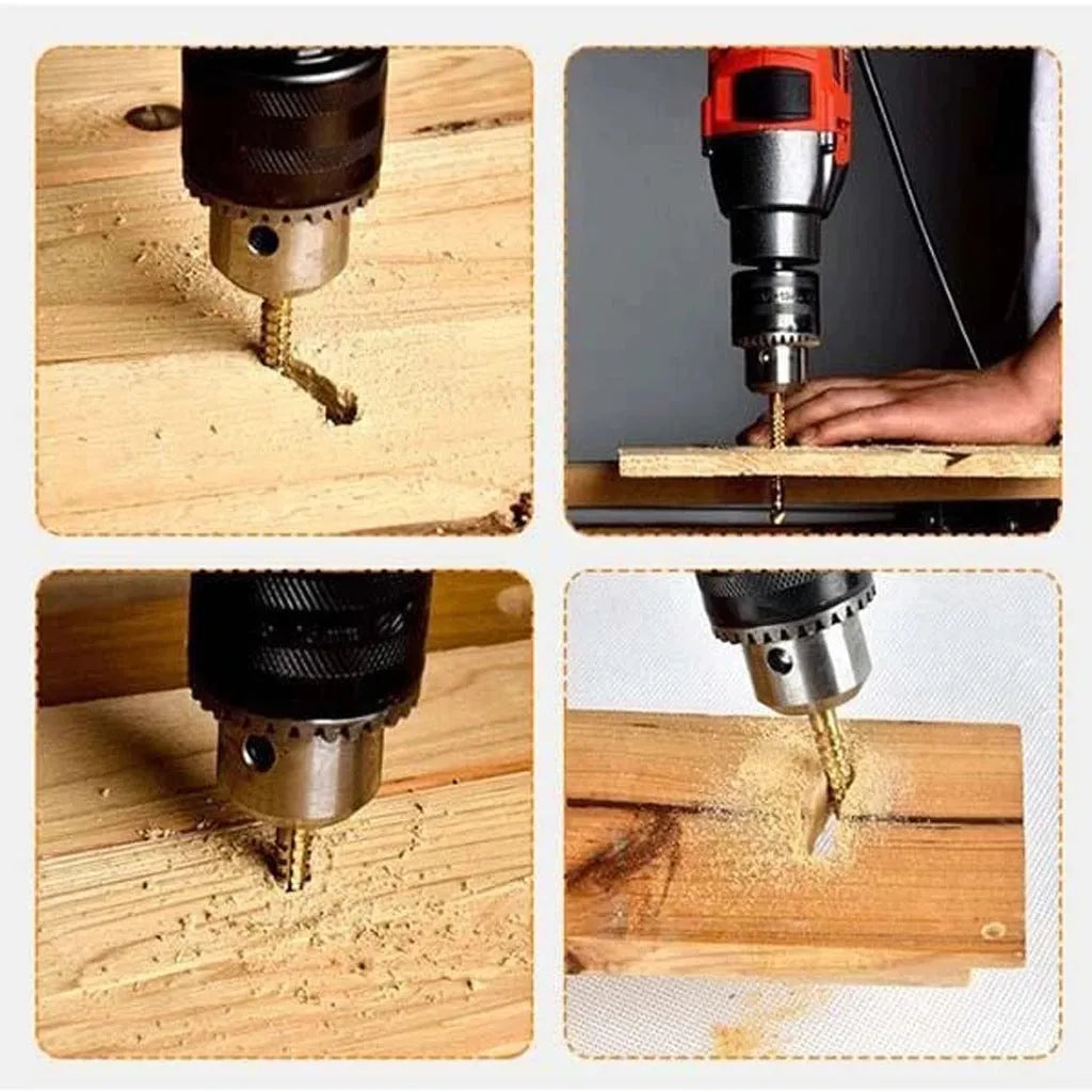 6-piece high-speed steel wood drill set with bits 3-8mm diameter