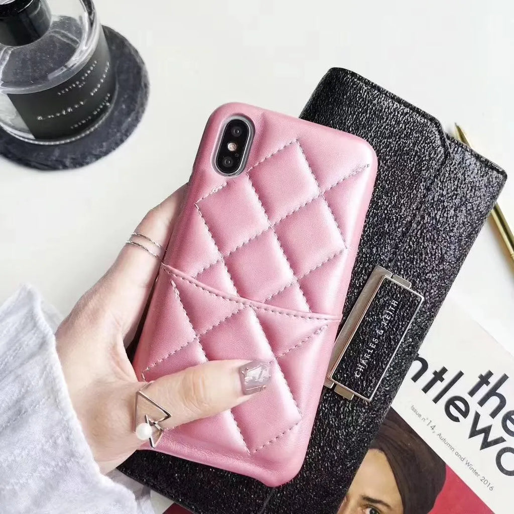 Leather mobile phone case compatible with iPhone XS Max in black, pink or red colour