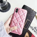Leather mobile phone case compatible with iPhone XS Max in black, pink or red colour