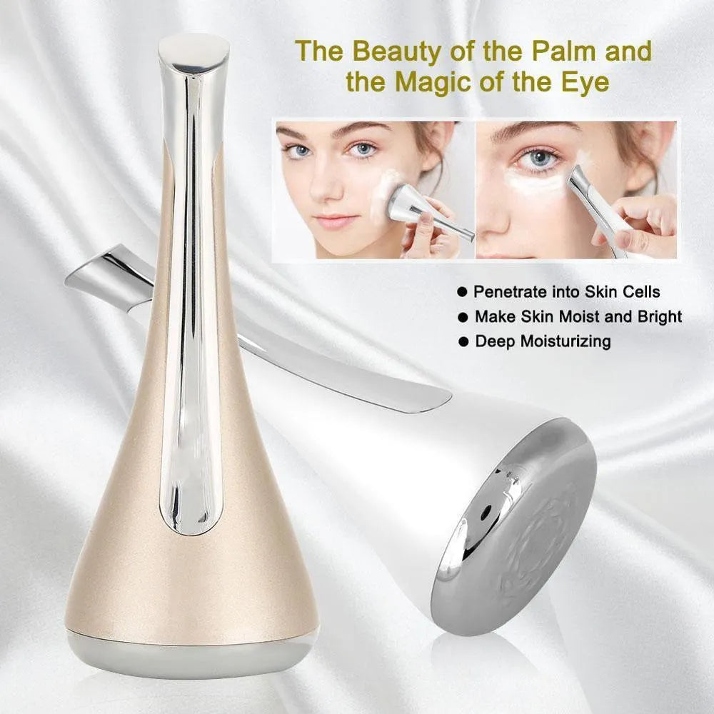 Imate facial massager small dumbbell gyro beauty device in gold, pink, and white